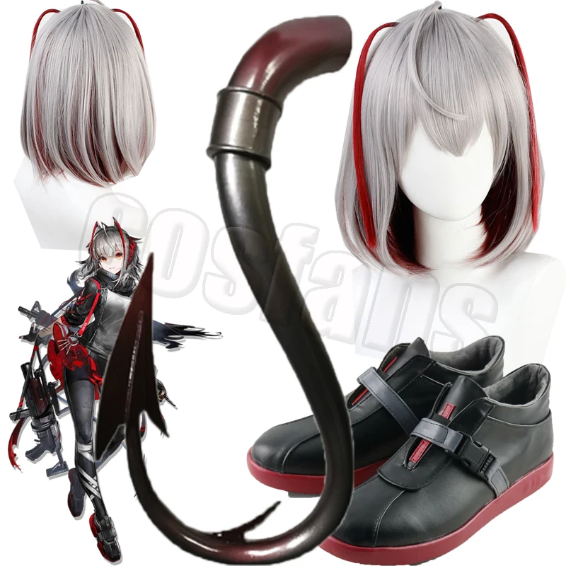 

Game Arknights W Cosplay wigs Tail Boots Grey Leather Shoes Custom Made Halloween Arknights W Party Anime Cosplay suits Gifts