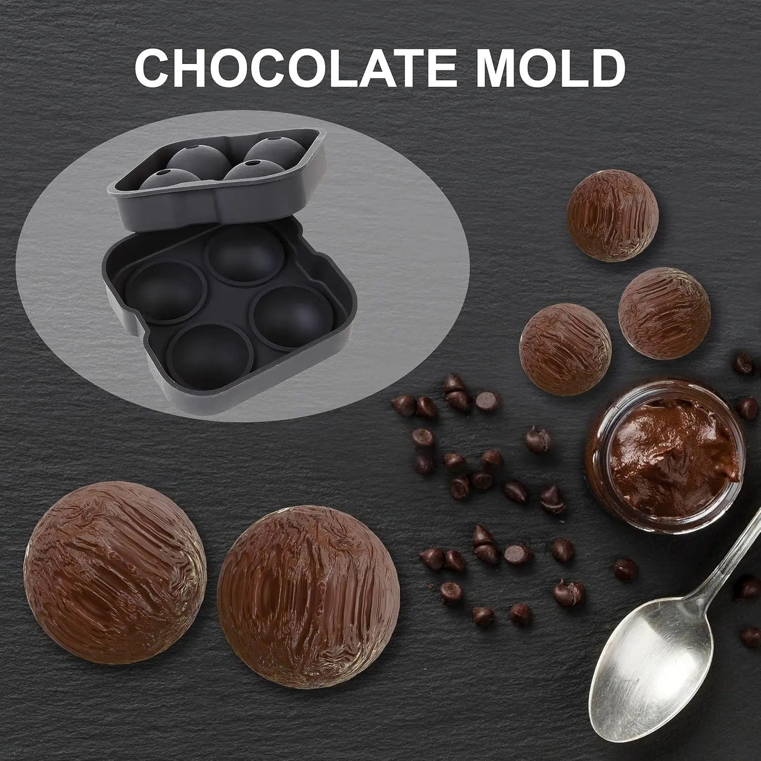 Description Picture 2 of itemIce Molds-Silicone Cube Tray With Lid-Easy Fill Release Ice Maker-Great Parties Events Whiskey Beverage Chilling Balls Sphere