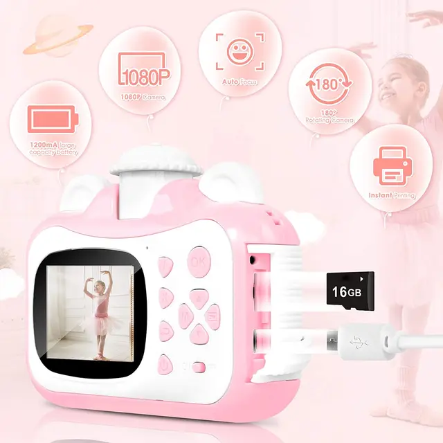 Kids Instant Print Camera 1080P HD Video Photo Camera Toys for Children with 32GB Card Digital Camera Photo Toys 3