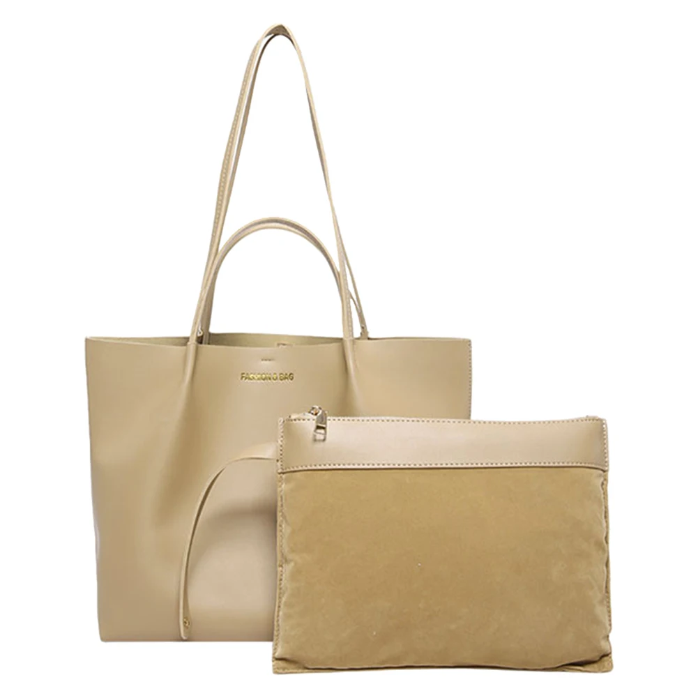 Women PU Shoulder Bag Fashion Carrying Bag Large Capacity Stylish Single Shoulder Bag with Pouch Chic Hobo Bag Simple Work Bag