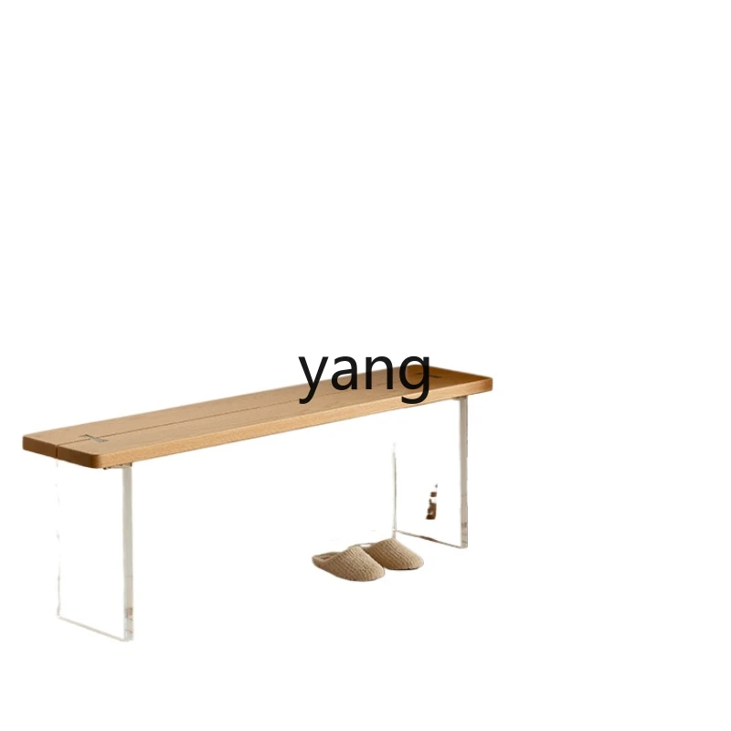 

Yjq Acrylic Bench Modern Minimalist Shoe Changing Stool Household Solid Wood Bench Cherrywood