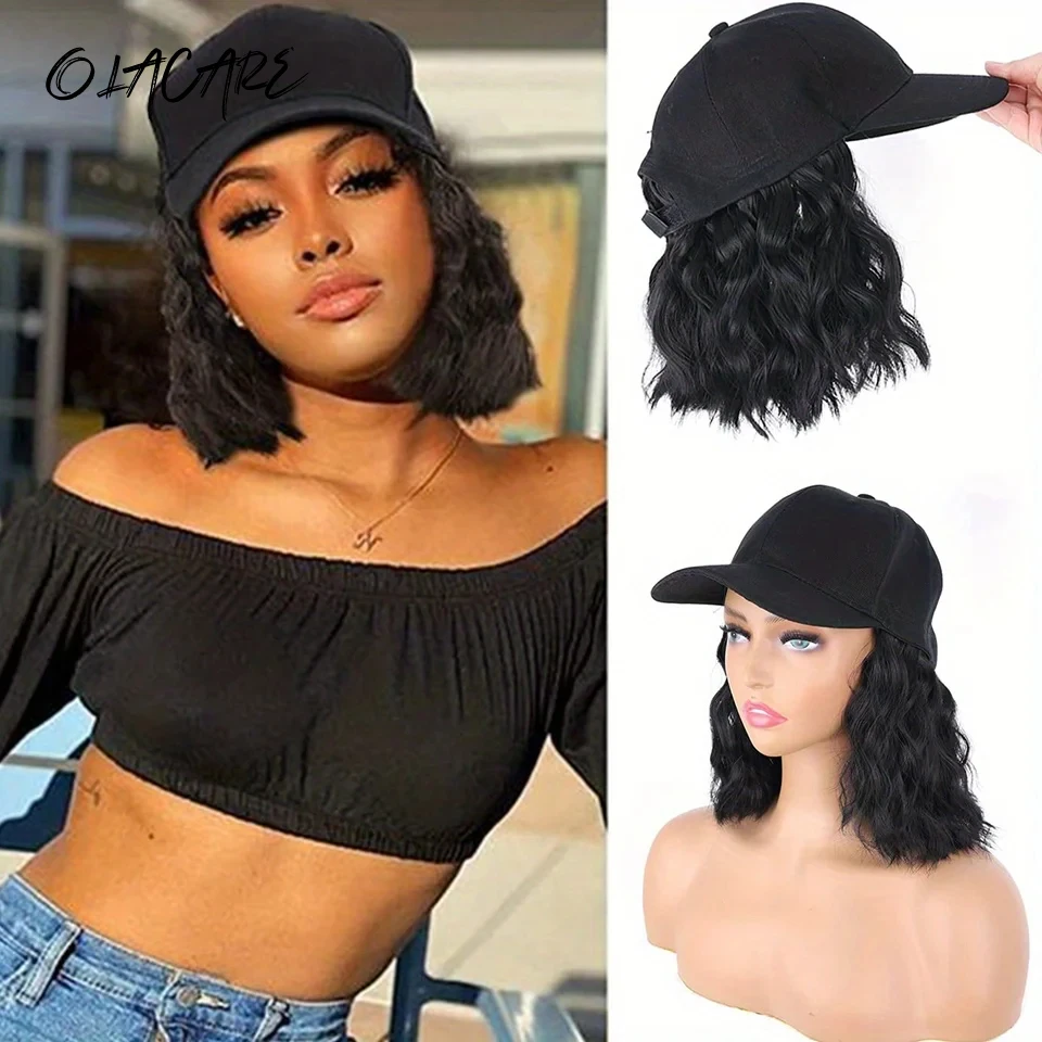 Synthetic Curly Wave Hair Wig with Baseball Cap for Women