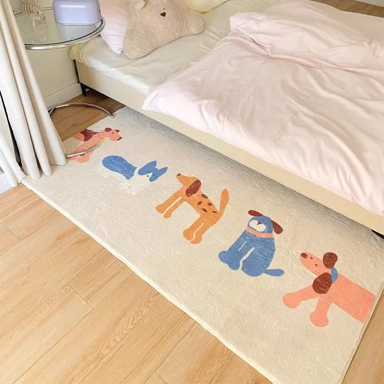 

Funny Carpets for Bedrooom Bedside Play Mat Home Decor Winter Warm Light Luxury Girl Heart Cat Dog IG Soft Polyester Bedroom Rug