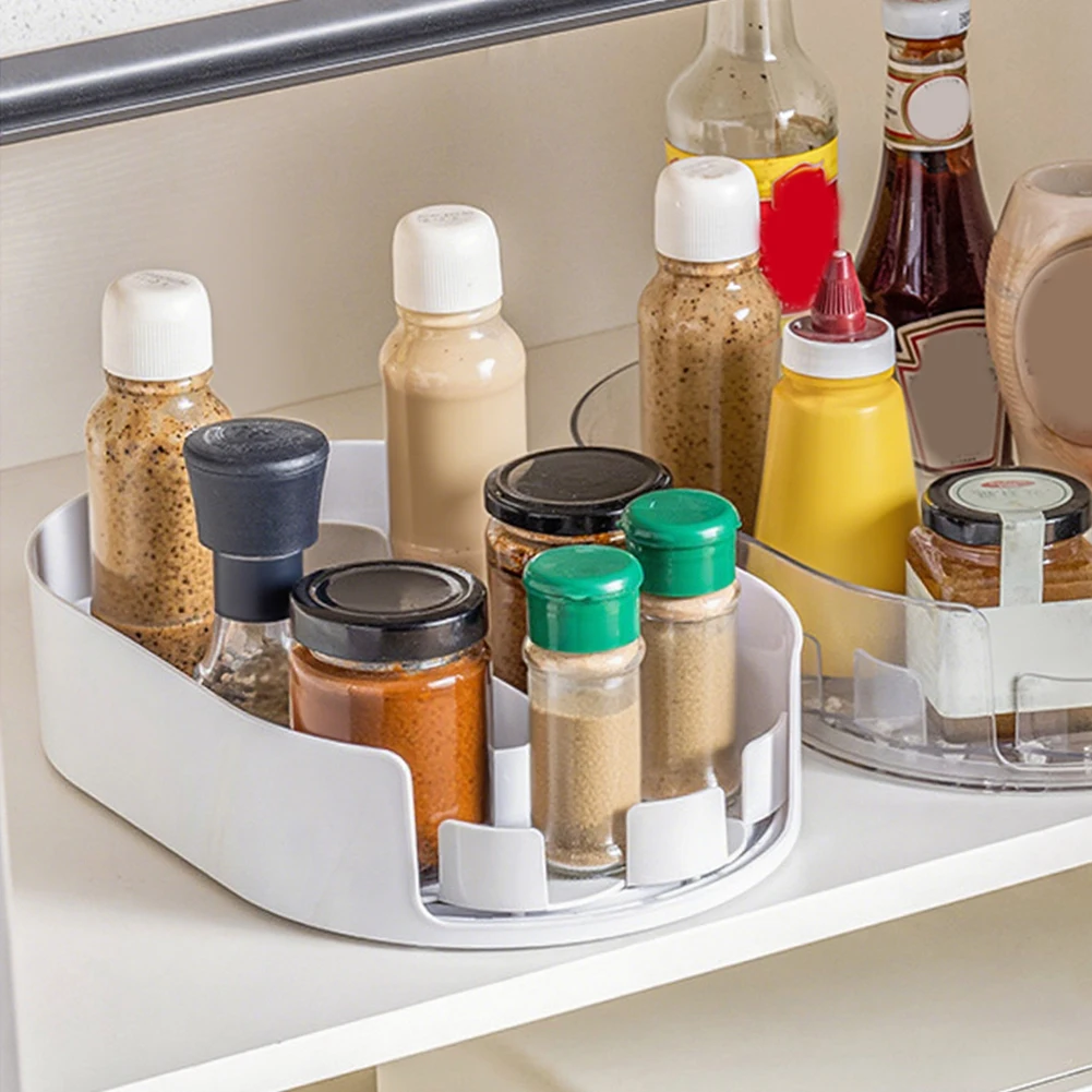 Kitchen Drinks Seasoning Storage Shelf Rotatable Fridge Storage Box Turntable Organizer for Home Cabinet Counter Bedroom Dining