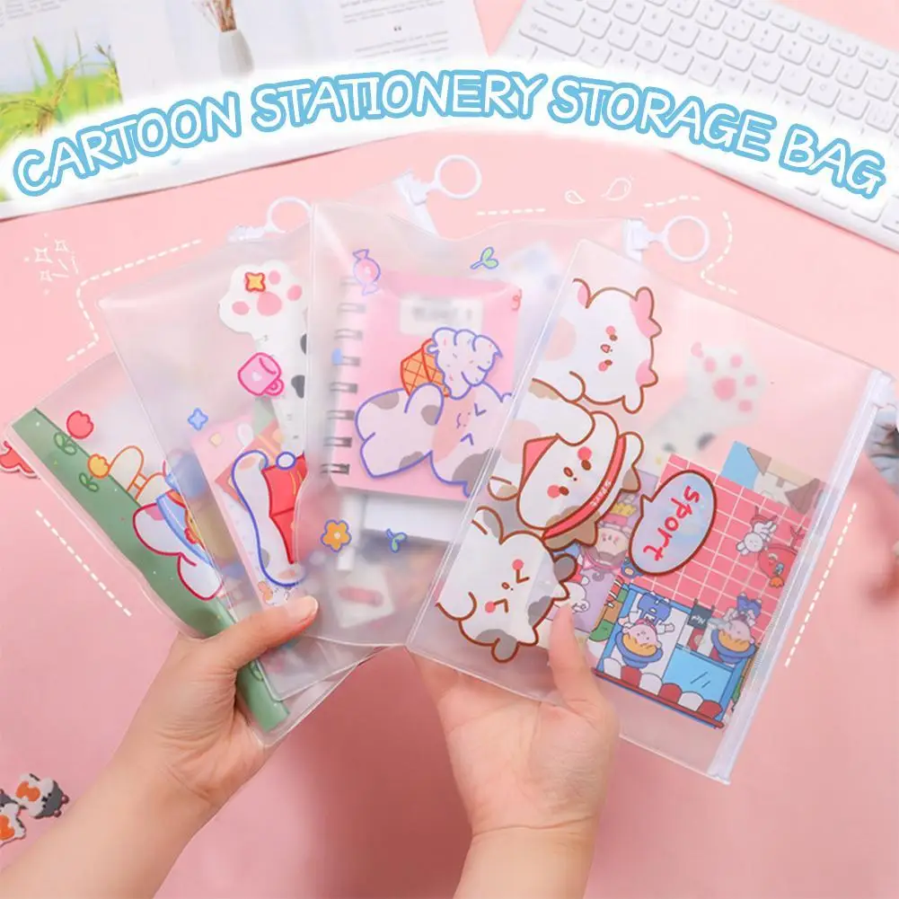 

File Bag Cartoon Cattle Student Stationery Storage Cute Cat Large Capacity Decompression Pencil Case Layer Big Pencil Box Portab