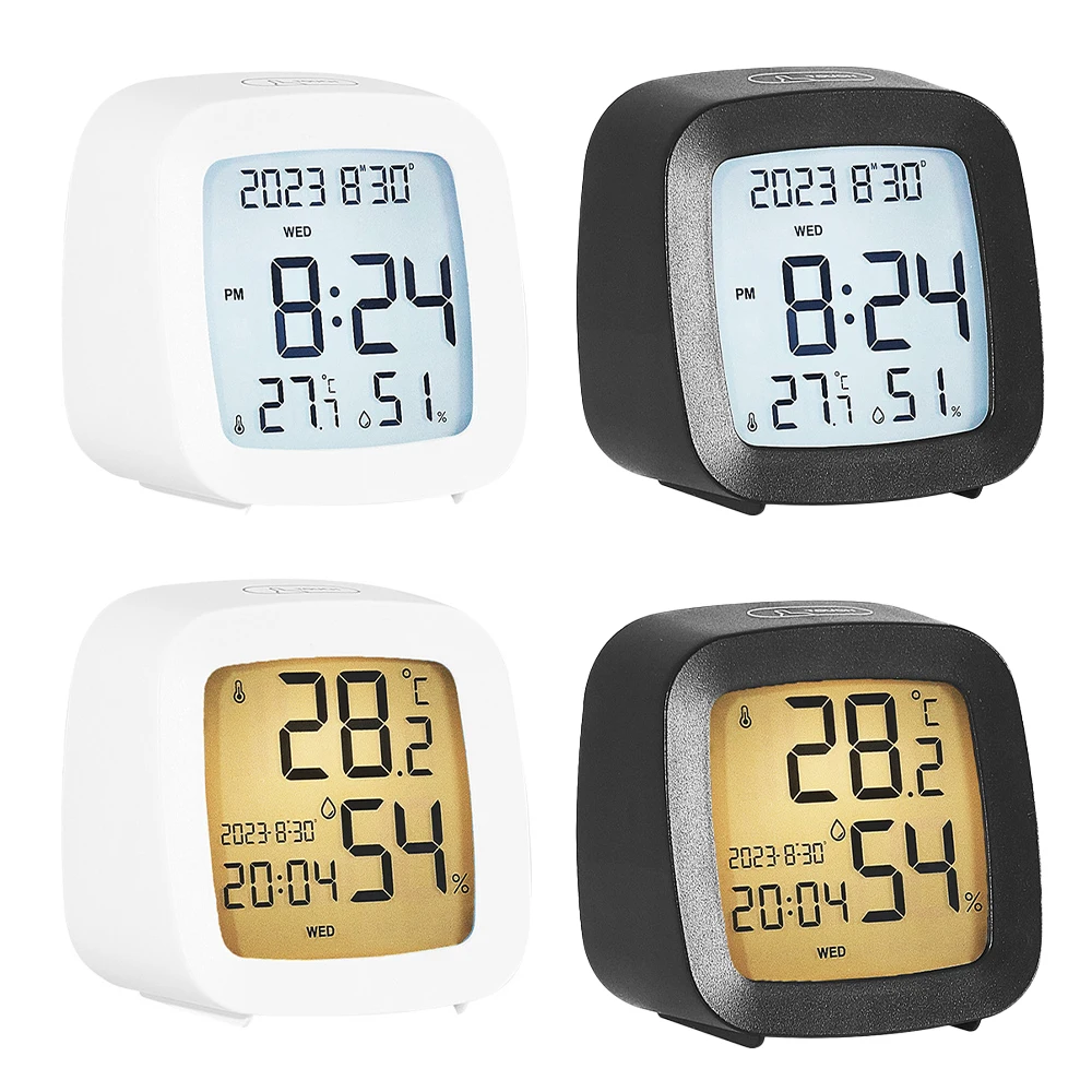 

LED Digital Alarm Clock With Indoor Temperature Humidity Battery Operated Portable Table Clock For Heavy Sleepers