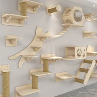 1PC Cat Tree Wall Mounted Cat Shelves Scratching Post for Cat Jumping Platform and Cat Hammock Rope Ladder Wall Wooden Furniture 5