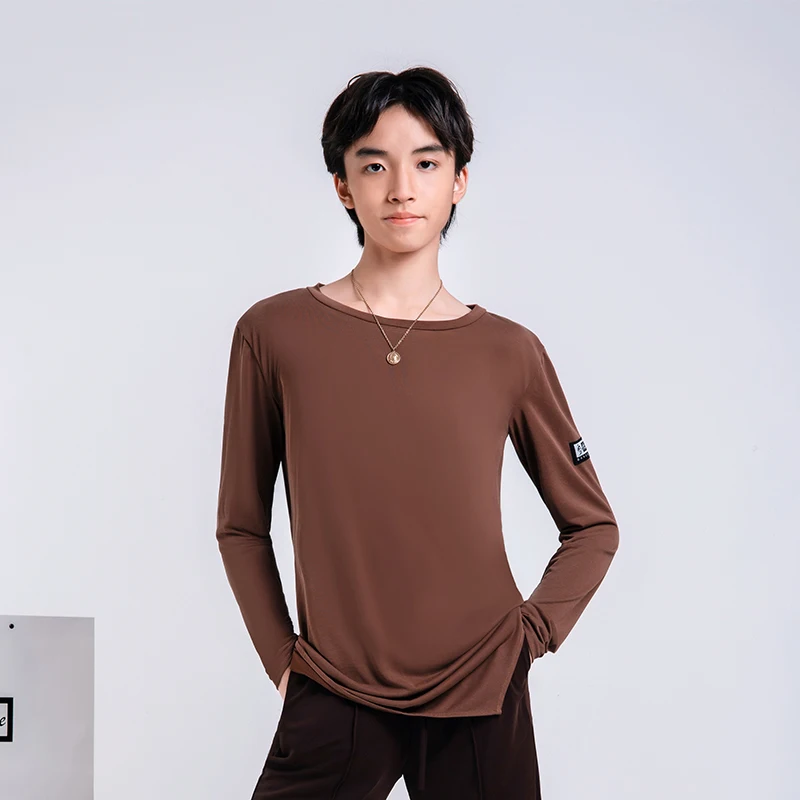 

2022 New Latin Dance Costumes For Boys Loose Irregular Shirts Chacha Rumba Tango Wear Children Latin Practice Clothes DQS11090