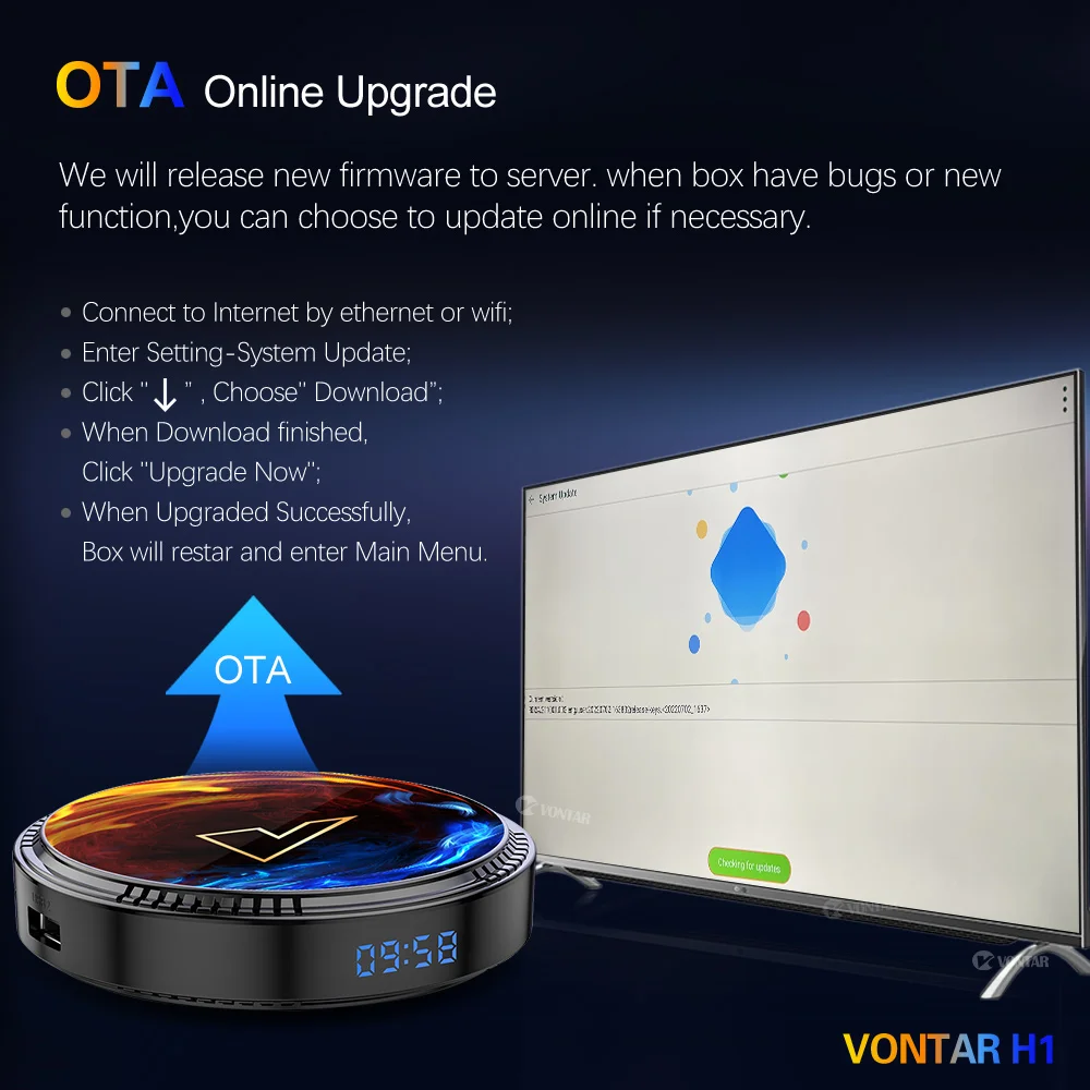 Box multimedia,VONTAR-Boîtier TV H1 Android 12 Allwinner H618,2 Go-16 ...