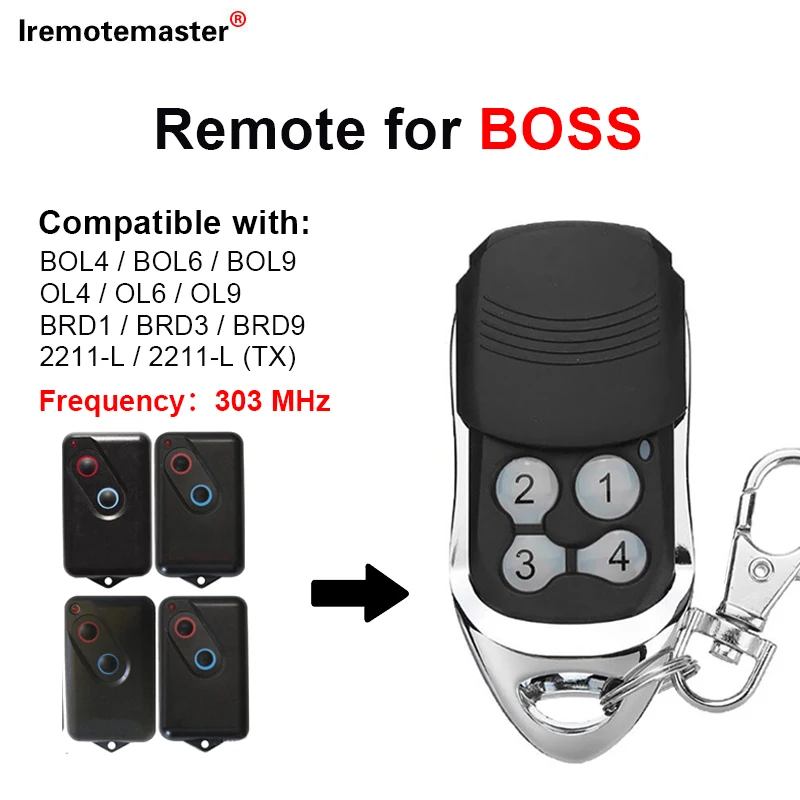 

For Boss BOL4 BOL6 BRD1 303MHZ STEEL-LINE Garage Door Remote Controlباب المرآب التحكم عن بعدДалеко