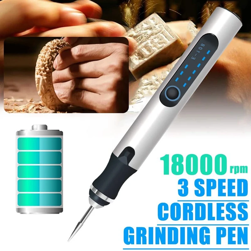 USB Engraving Pen, Rechargeable Engraver Etching Pen, Cordless Wood Engraving Kit for Glass Stone Jewelry Nails Ceramics multi boring machine for wood