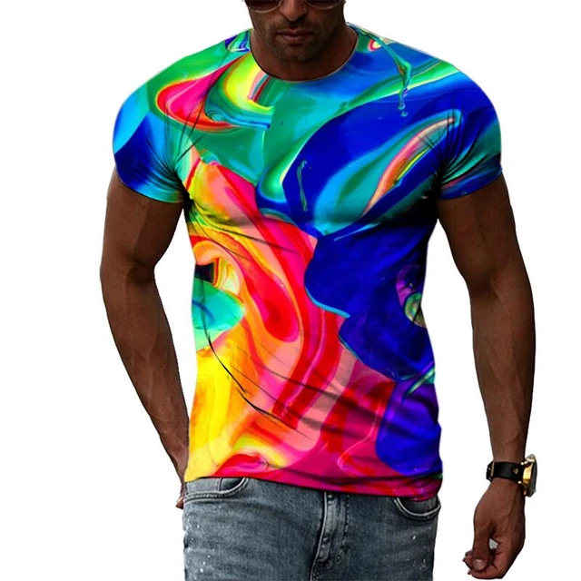 Camiseta Tie Dye Com Estampa De Desenho Animado, Casual Com Gola Redonda E  Mangas Curtas, Roupa Feminina