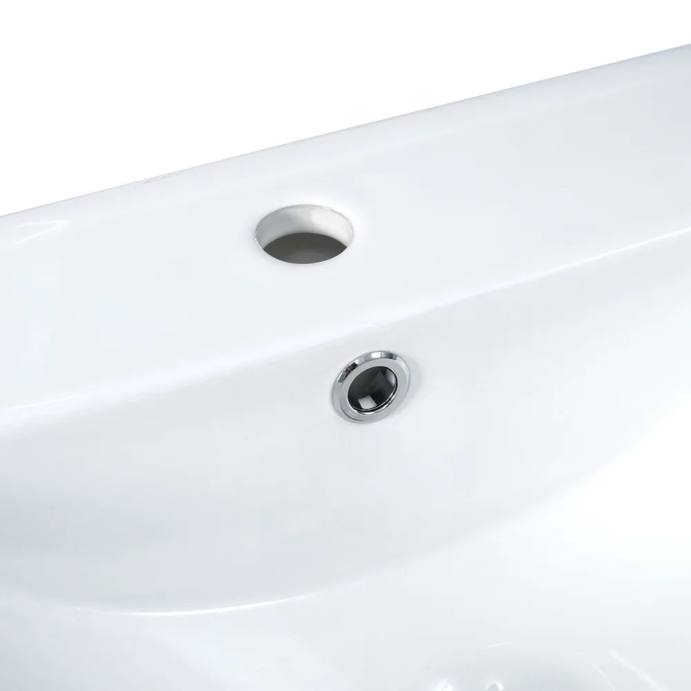 [Sink Only]24 Inch Modern Bathroom Vanity Modern White Bathroom Sink Rectangle Above Counter Porcelain Ceramic Vessel Vanity 5