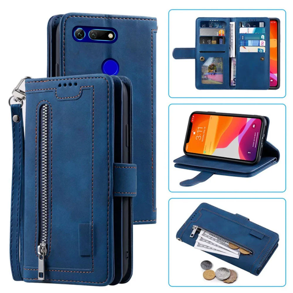 9-Card Zipper Wallet Case with Wrist Strap