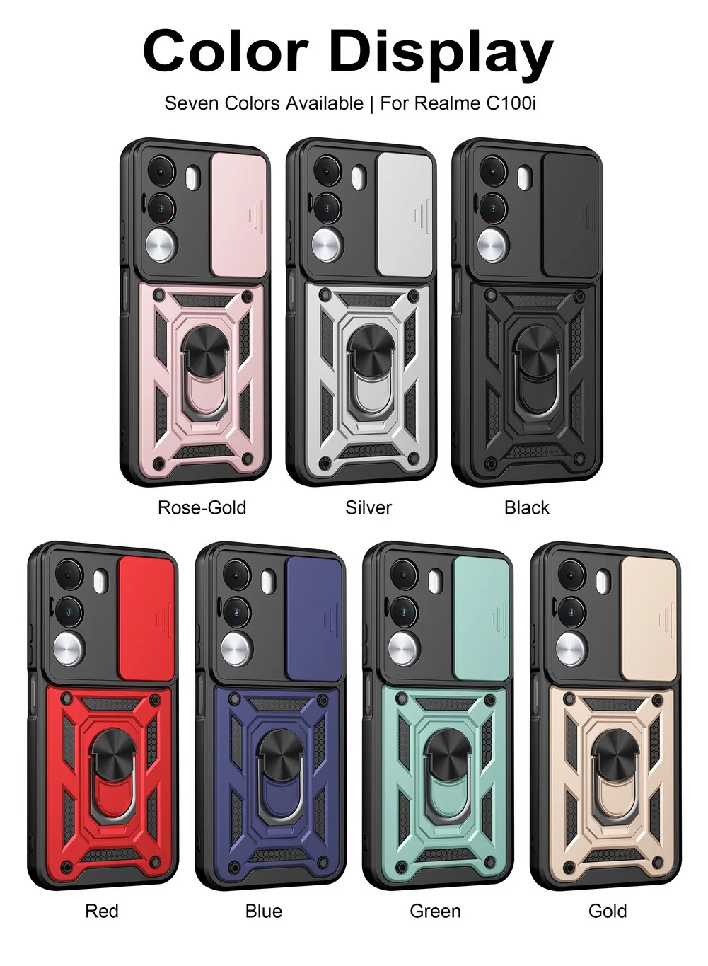 Enhanced Armor Hybrid Metal Ring Holder Camera Protective Case