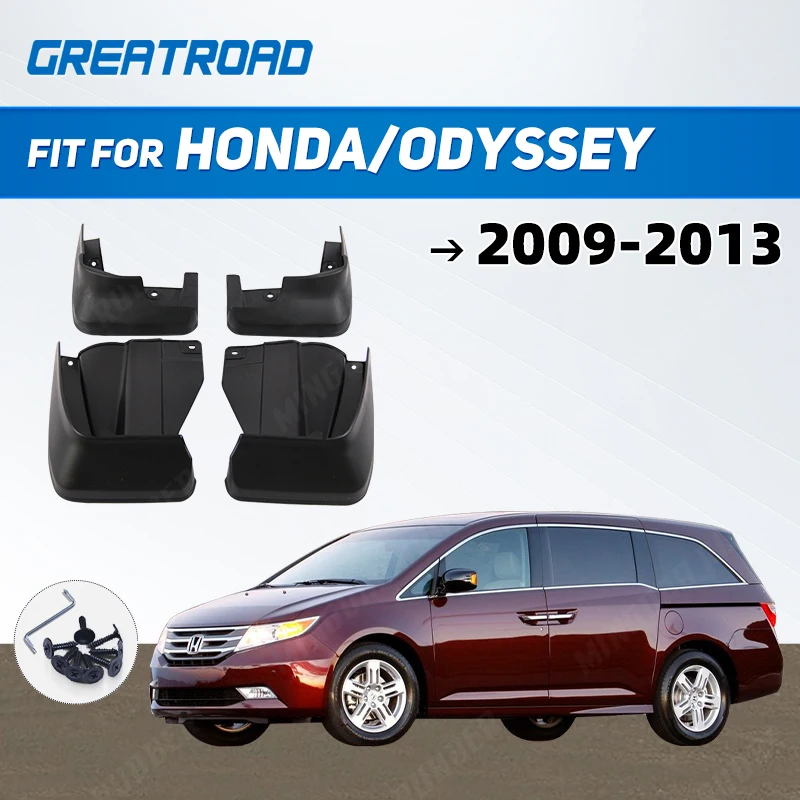 Mud Flaps For Honda Odyssey 2009-2013 - Front & Rear Splash Guards Set With Hardware