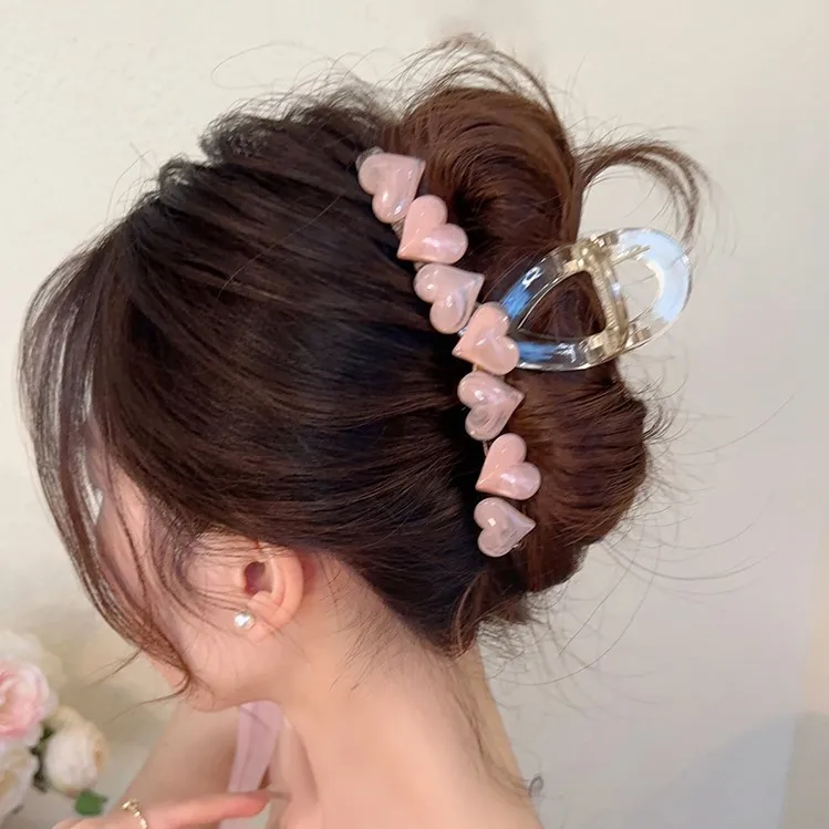 

Hair Claw Catch Clip Large Heart Jelly Color Shark Clip Ins Korea Morandi Color Hairpin Plate Hairclip Bath Crab Clamps Headwear