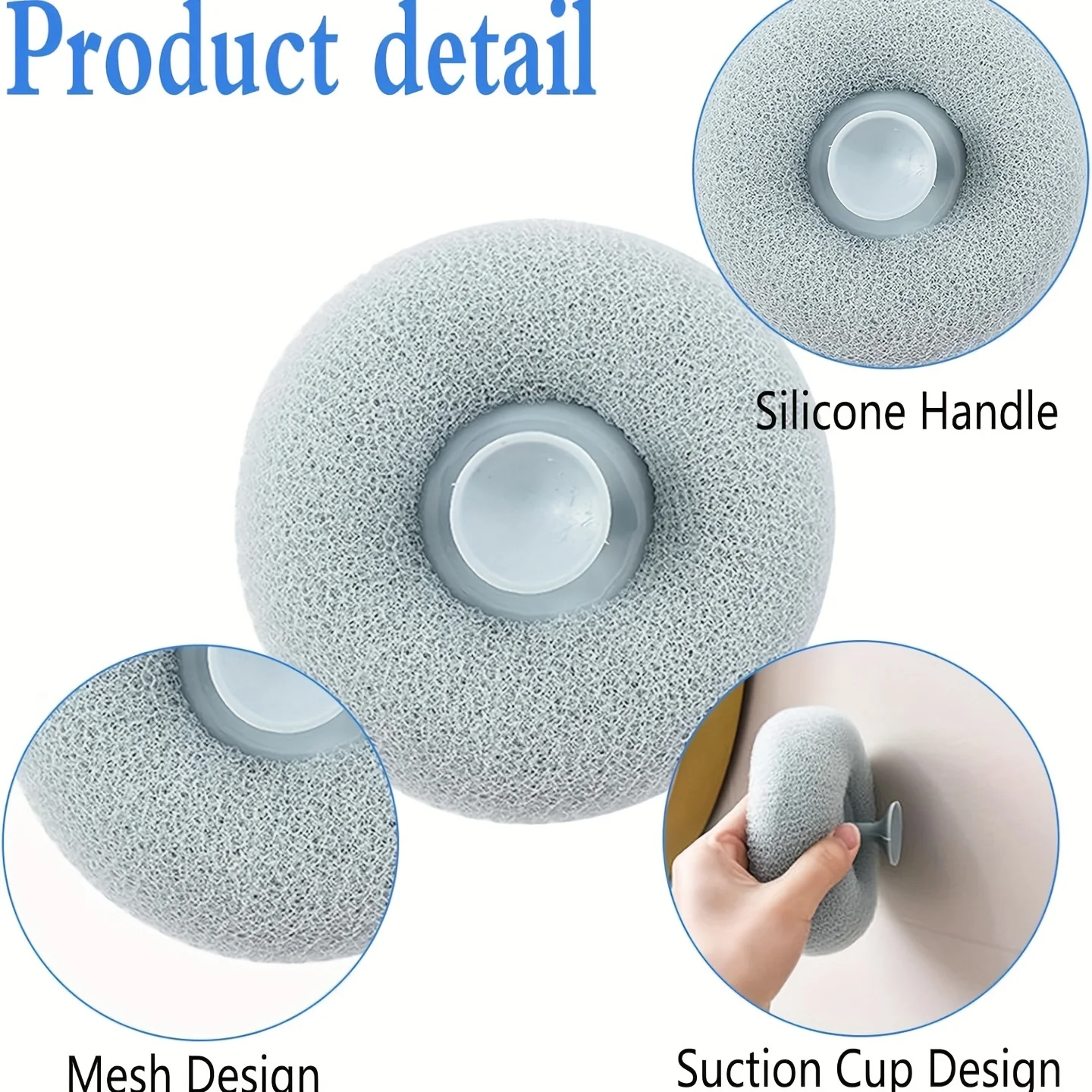 Massage Bath Sponge Ball Exfoliating Shower Brush Wall-Mounted Loofah with Suction Cup Deep Clean Body Scrubber Bathroom Access 6