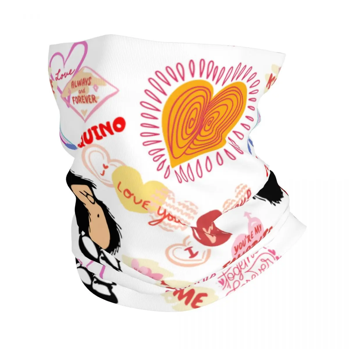 

Mafalda Quino Comics Bandana Neck Cover Cartoon Face Scarf Multifunctional Face Mask Cycling for Men Women Adult Breathable