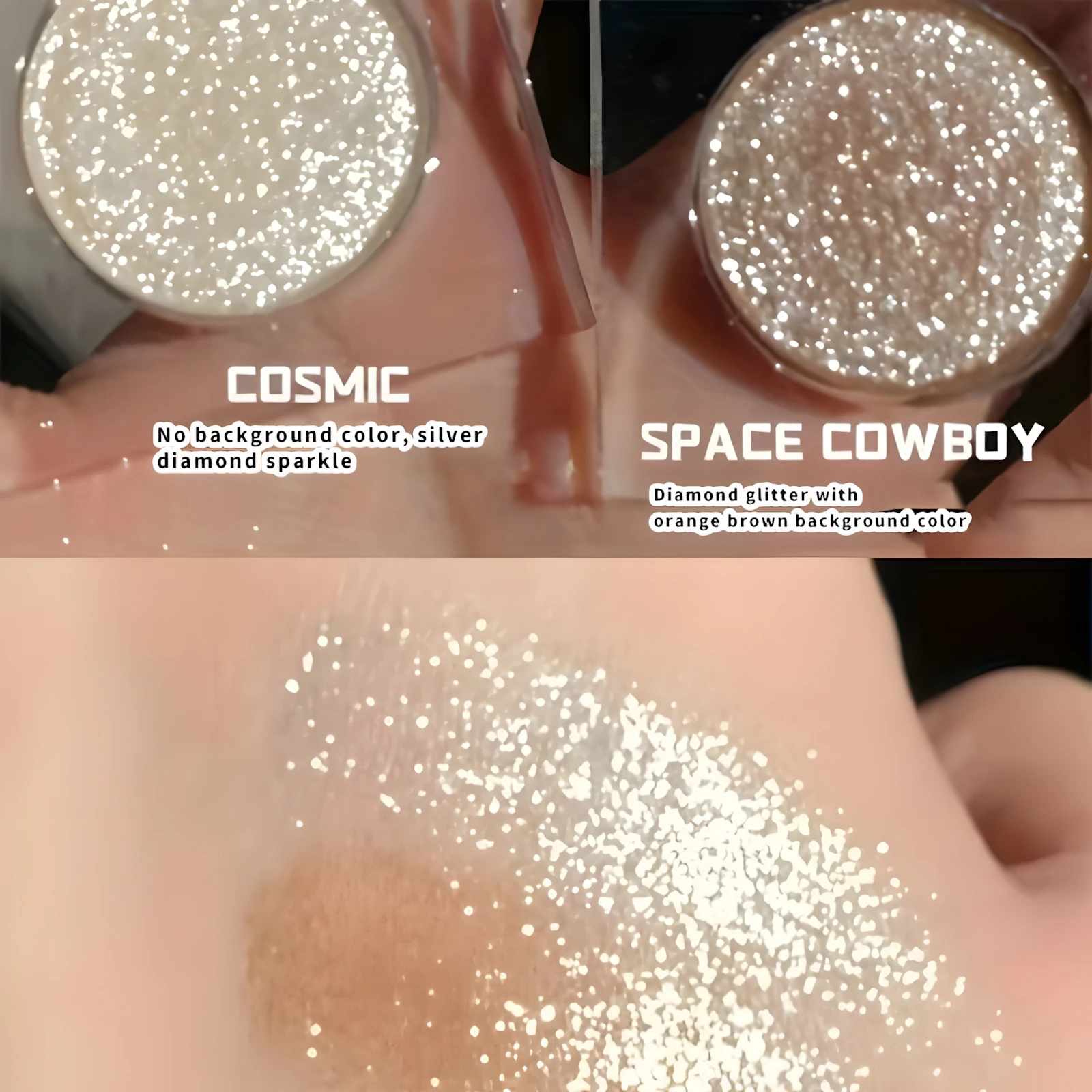 Glitter eyeshadow, single highlighter, highlighter shimmering powder, long lasting metallic shimmer, eyelid and cheekbone makeup 2
