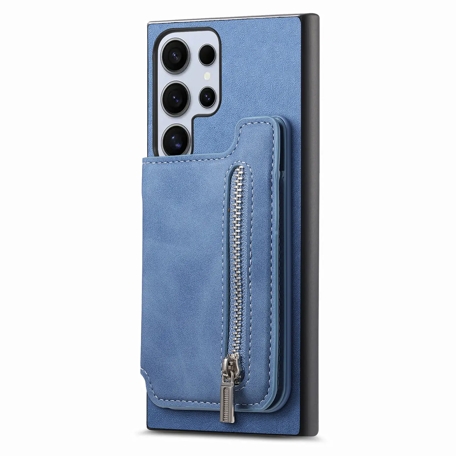 2 in 1 Magnetkarten-Solt-Reißverschluss-Geldbörse Abnehmbare Lederhülle für Samsung Galaxy S24 Ultra S23 Plus A05 A55 A15 A25 Taschenabdeckung_voghion.com