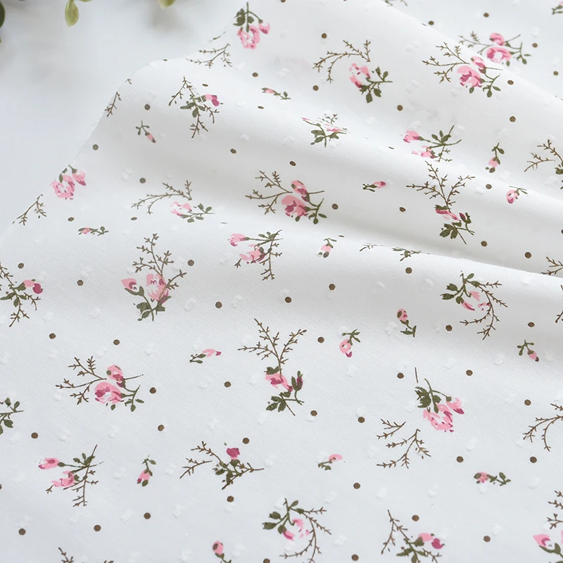 Cotton Fabric 150x50cm with Cut Flower and Scissor Pattern for Dresses Skirts and Children's Clothing