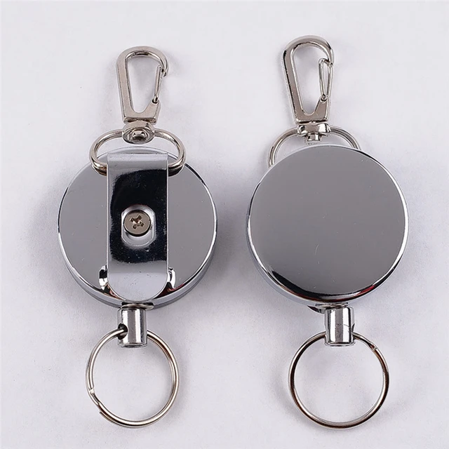 Heavy Duty Retractable Keychain Easy to pull Buckle Rope Elastic Keychain  Anti Lost Keyring with Steel Retractable Cord - AliExpress