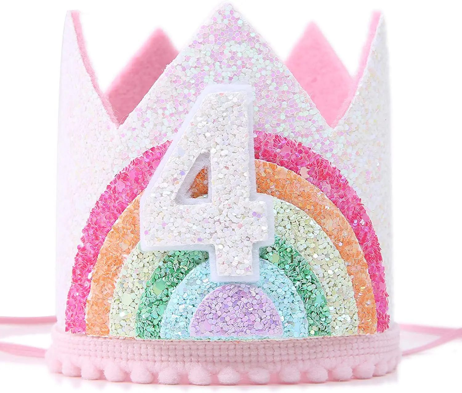 Description Picture 5 of itemFelt Rainbow Princess Girl Birthday Crown 1st 2nd 3rd Happy Birthday Party Decor Kid Girl Rainbow Unicorn Birthday Hat Babyshoer