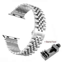 Premium Steel Strap for Apple Watch - Elegant Metal Replacement Bracelet (Silver tool)