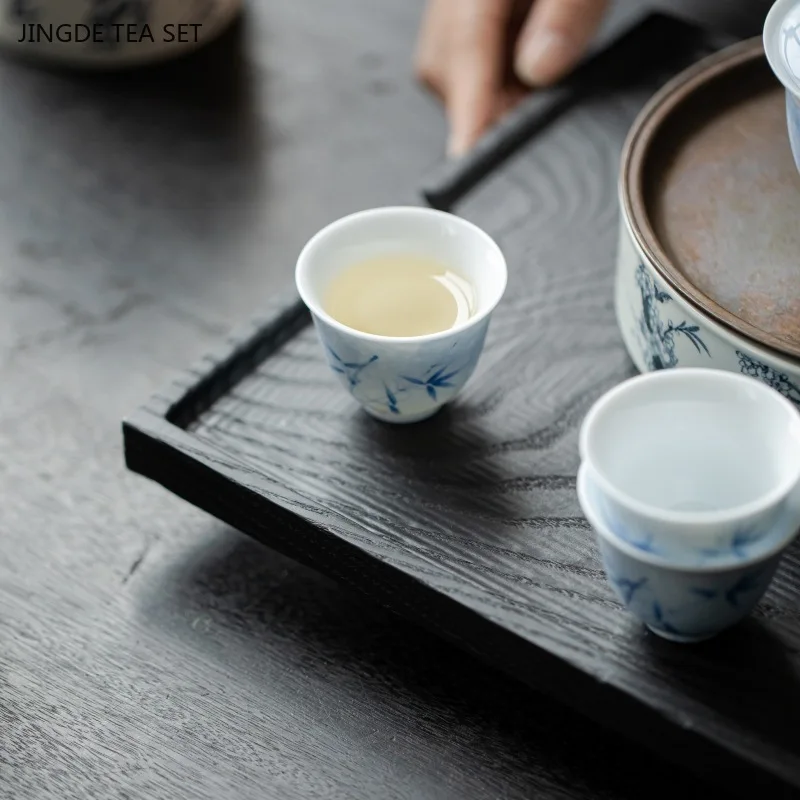 40ml Hand-painted Blue and White Porcelain Tea Cup Underglaze Beauty Master Cup Ceramic Personal Single Cup Home Tea Accessories