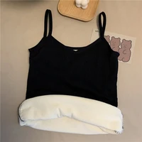 T-shirt sans manches pour femmes, sous-vêtements chauds d'hiver, couleur unie, thermique, décontracté, vêtements de nuit, sexy, élasticité, velours fin pour femmes 6