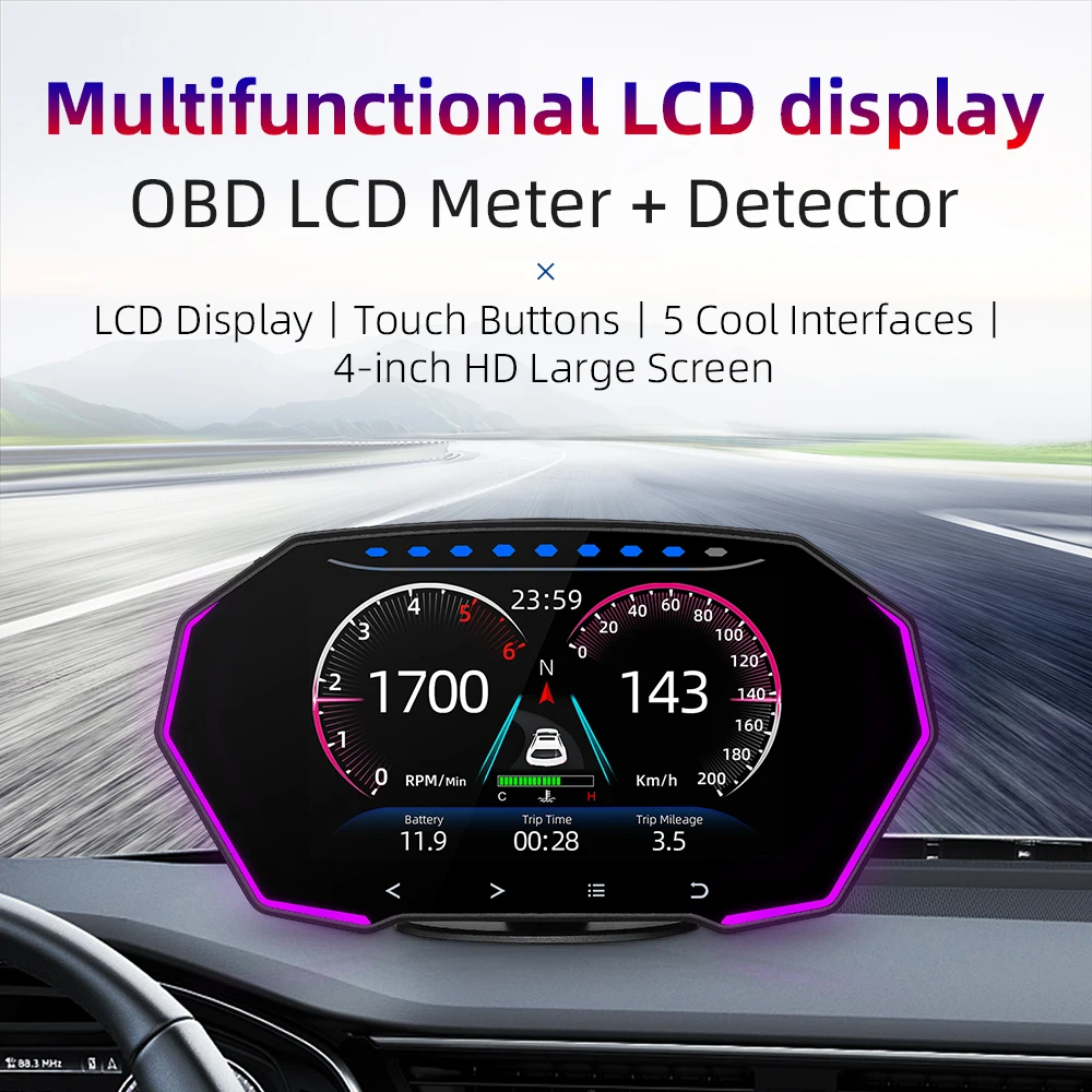 2022 Новейший автомобильный дисплей Hud OBD2 + GPS умный датчик цифровой одометр