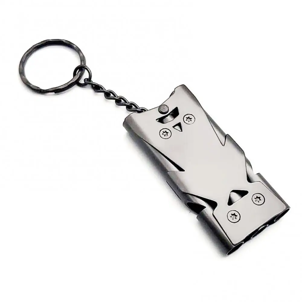 Portable Triple Pipe 180 Decibel Whistle Dual-tube Survival 150 Db Whistle Stainless Steel Safety Keychain Multi Tool