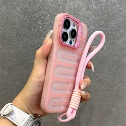 Custodia per telefono con laccio da polso migliorato, dissipazione del calore e supporto pieghevole - Cover posteriore matte antiurto con protezione per l'obiettivo