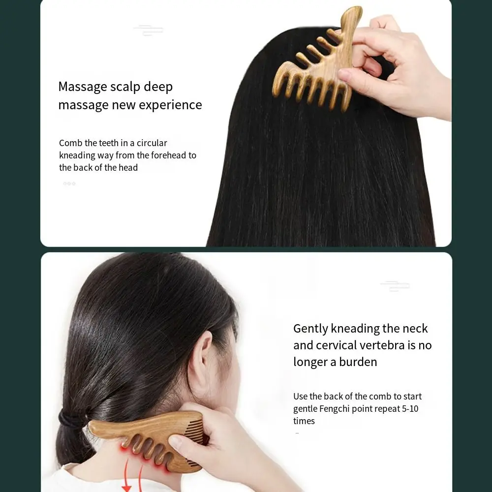 Description Picture 6 of itemRelaxation Therapy Gift Pressing Meridian Scrapping Board Hair Care Tool Wooden Massage Comb Scalp Massager Wide Teeth Comb