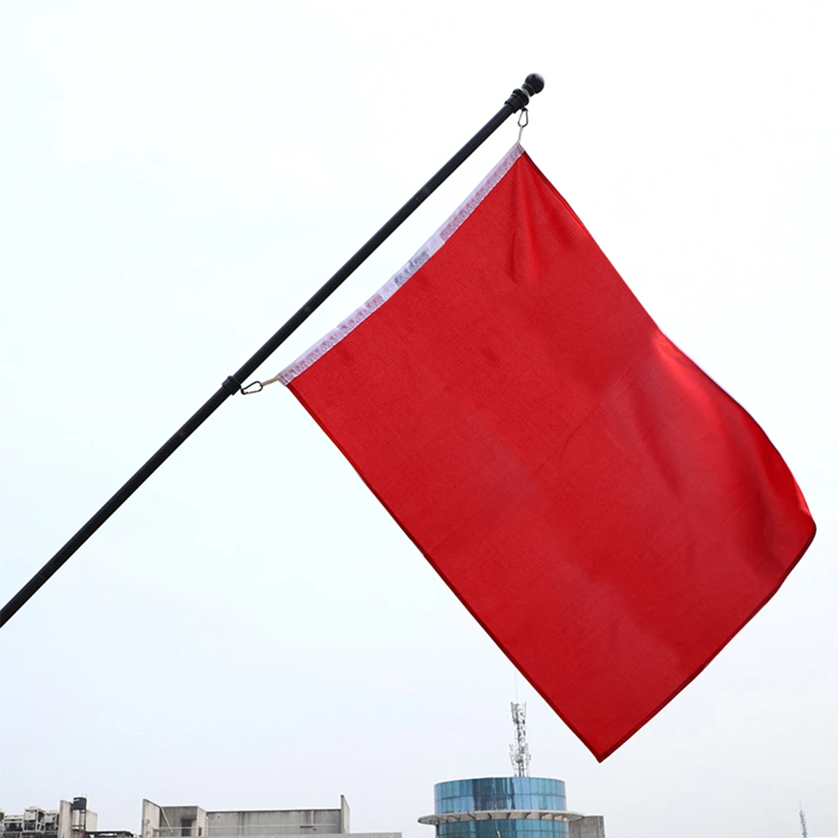 1.8M Telescopic Flag Pole Tangle-free 360 Rotating Rings Stainless Steel Guide Banner Flag Pole for Outside Wall Mount