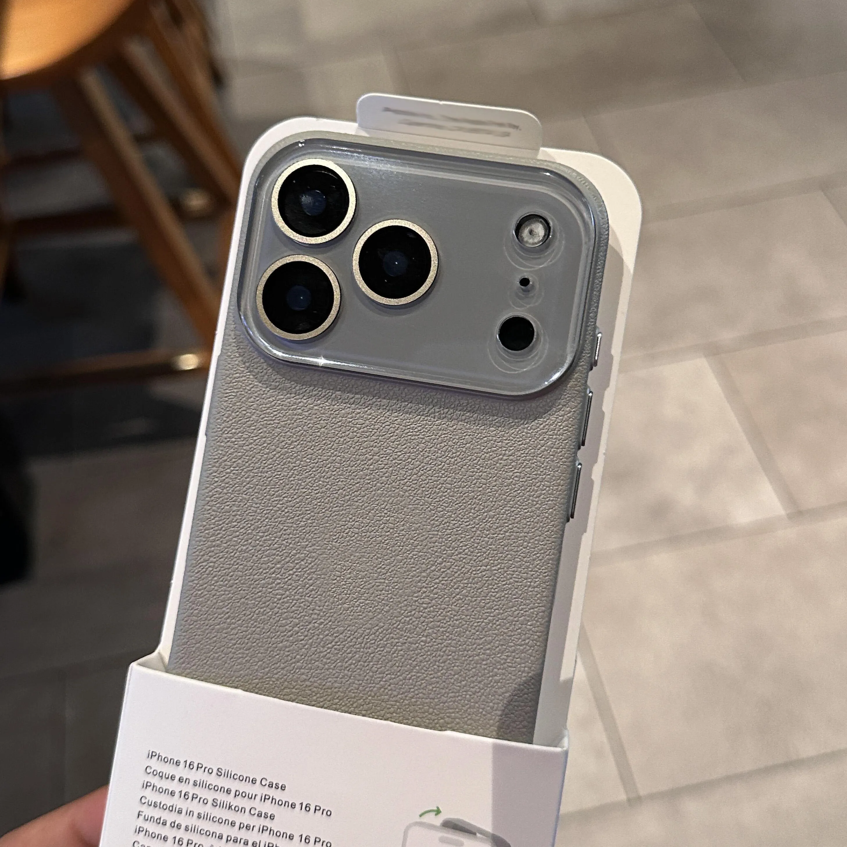 Elegant Leather Texture Silicone Case with Glass Camera Lens Protection - Shockproof Cover
