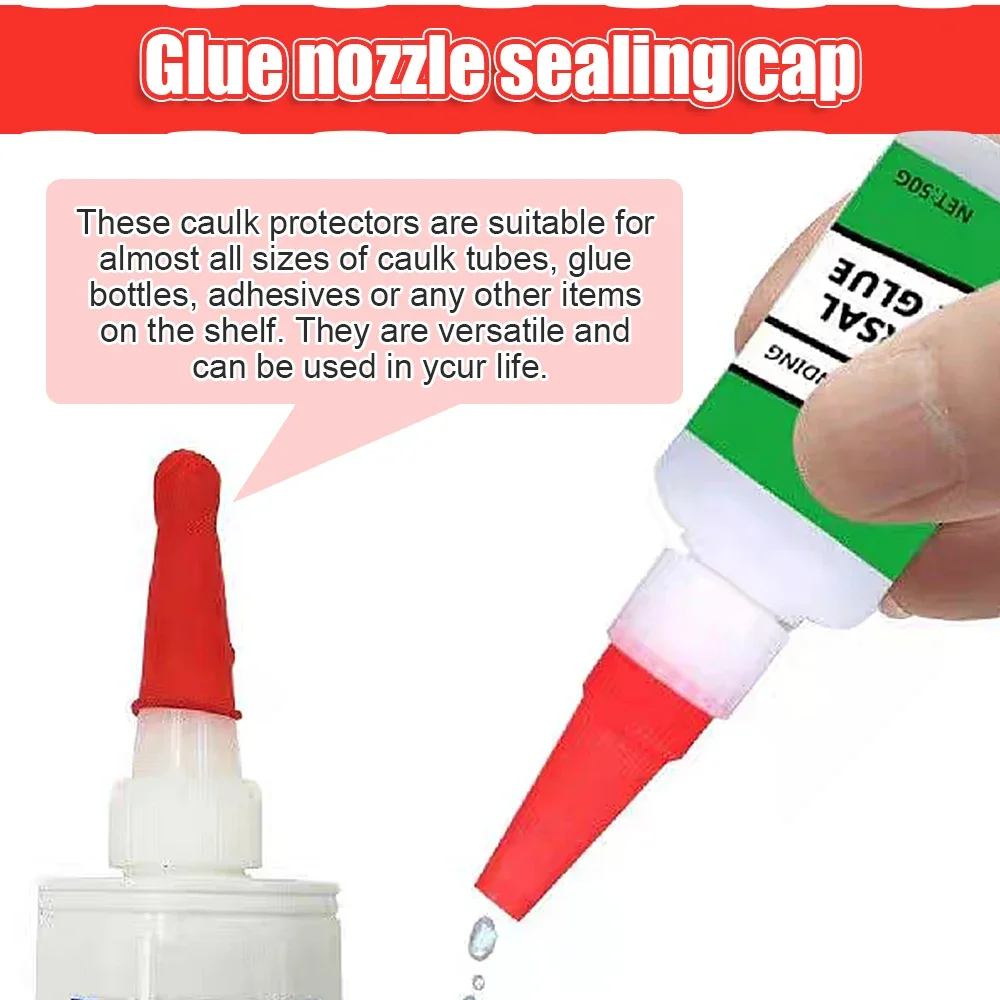 Caulking Gun Nozzles Cap Red Caulk Saving Cap Caulk Sealer Saver Open Caulking Tube for Sealing and Preserving Tools 10-50pcs