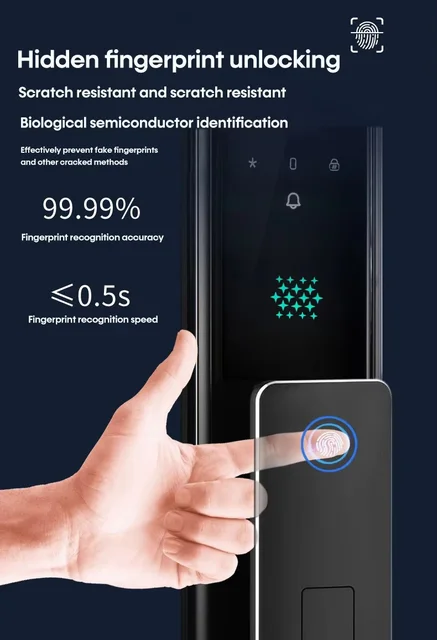 Glomarket Tuya Door Lock Waterproof 3d Face Recognition Digital App Biometric Fingerprint Outdoor Automatic Smart Lock 4