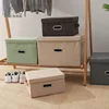 Large cotton linen Fabric folding storage box Kids Toy organizer Handles for Home Closet Bedroom Drawers Organizers Container WF 4