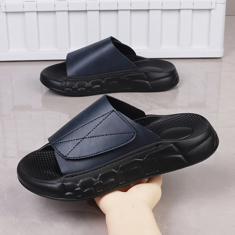 Fashion Men Beach Sandals Velcro Slippers Outdoor Design Soft Sole Slides Men Casual Shoes Flip-flops Home Slippers Sandals