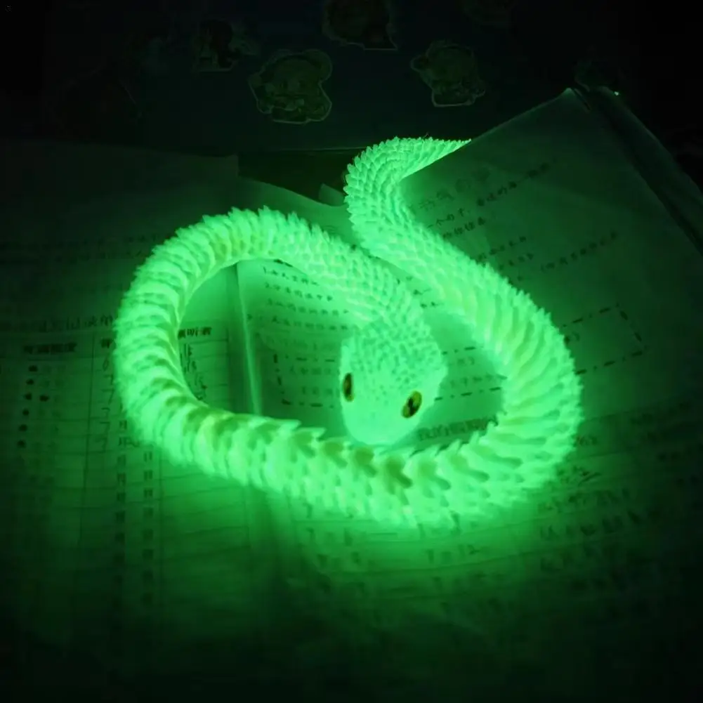 Luminous Snake Ornament 60 Cm Creative Luminous Rainbow Snake Gift Creative Handmade 3D Printing Trendy Desktop Ornaments Cool Fluorescent Snake