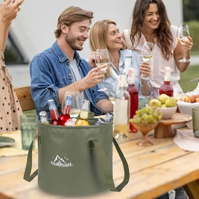 Foldable Bucket Folding Camp Wash Basin With Handle 20L Portable Fish Bucket Multifunctional Water Storage Container For Camping