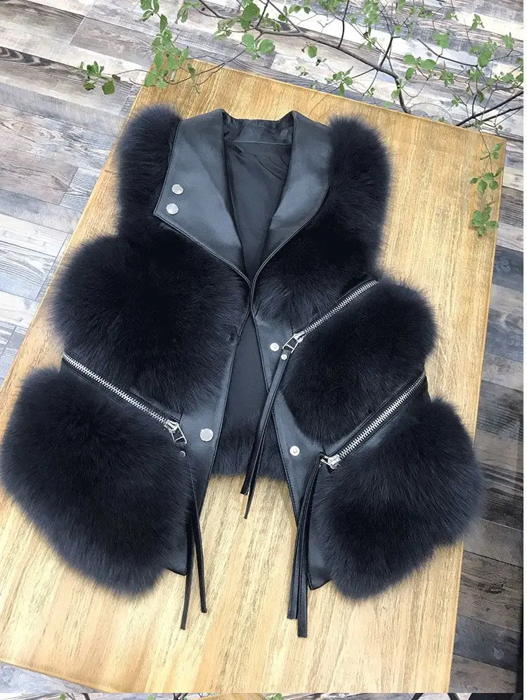 Fur Coat Women's Vest Short Clothing Autumn Winter Patchwork Slim Fashion Versatile 2