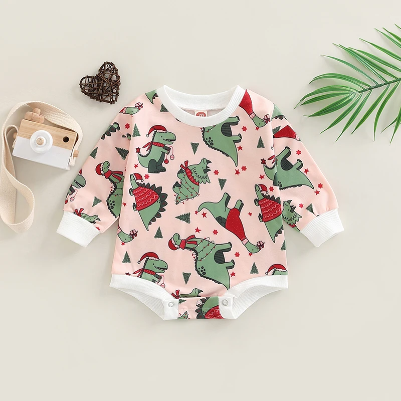 Fashion Christmas Baby Rompers 0-24M Toddler Newborn Infant Boys Girls Cotton Cartoon Print Long Sleeve Xmas Jumpsuits Clothes