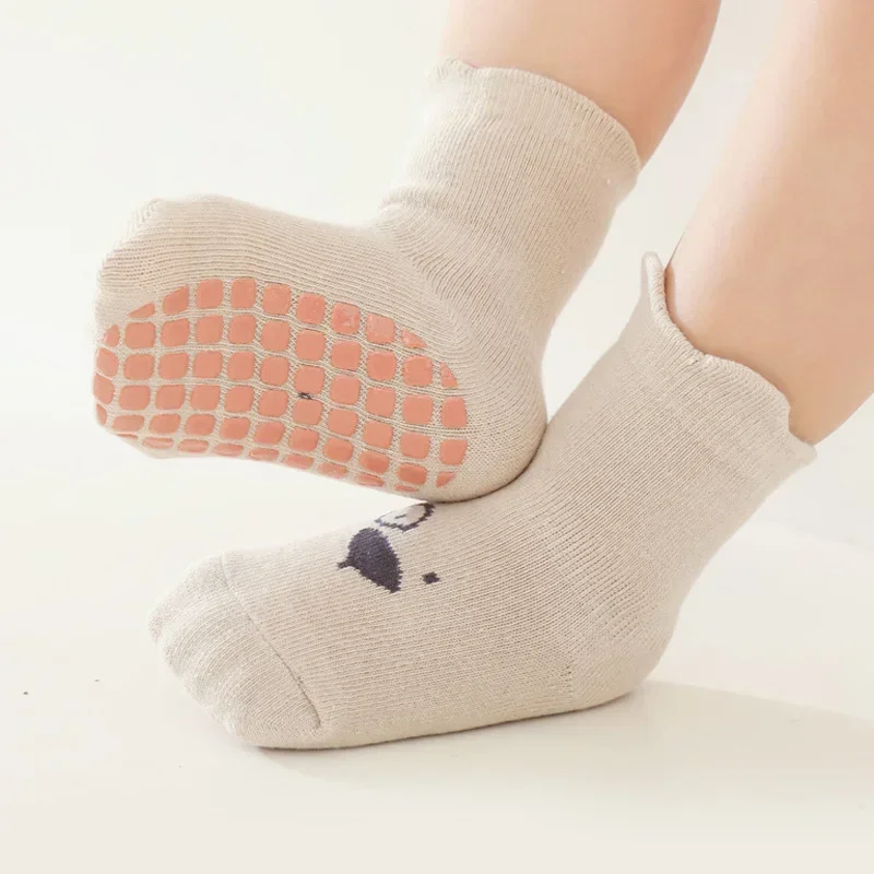 3/5 Pairs Baby Adorable Animals Pattern Non Slip Floor Socks, Breathable Casual Socks for Boys and Girls Kids Indoor Activities 3