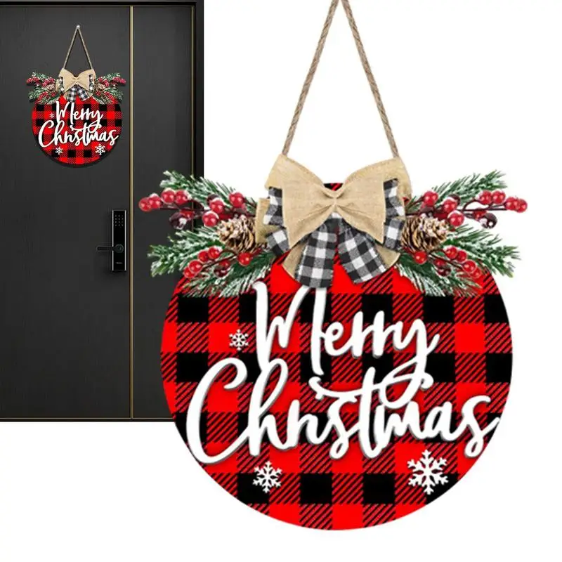 

Christmas Door Hanger Wooden Round Plate Welcome New Year Hanging Ornaments Decoration For Farmhouse Porch Yard Christmas Tree