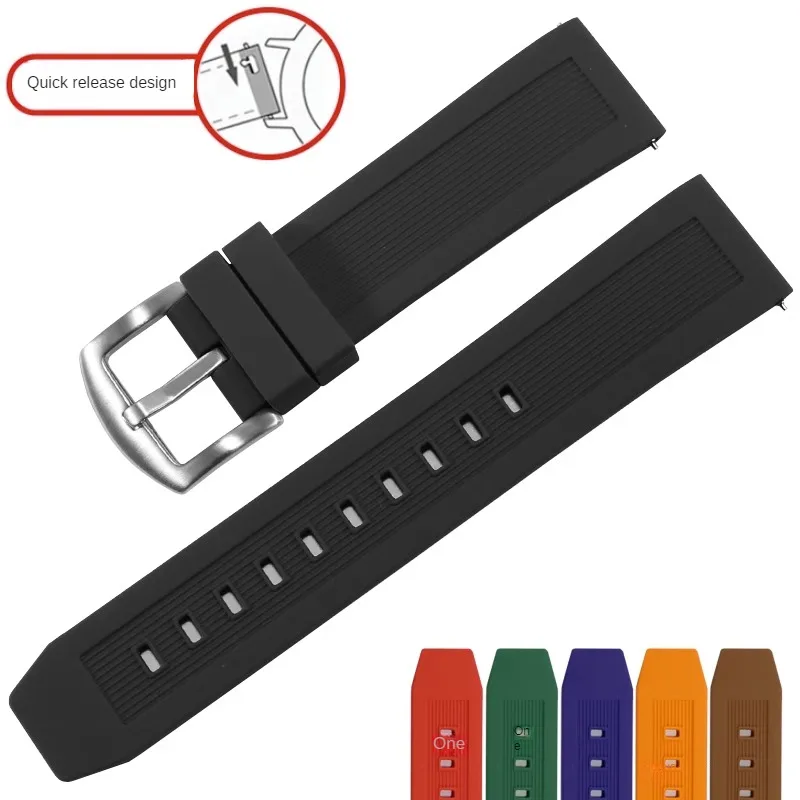 

Universal Silicone Watch Strap Of Various Brands With 20/22mm Straight Interface And Quick Disassembly Design Rubber Watchband