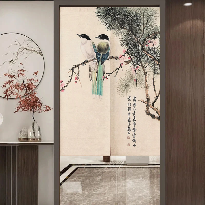 Chinese Landscape Painting Door Curtain Partition Home Decor Curtain for Bedroom Free Hanging Curtain for Kitchen Living Room 4