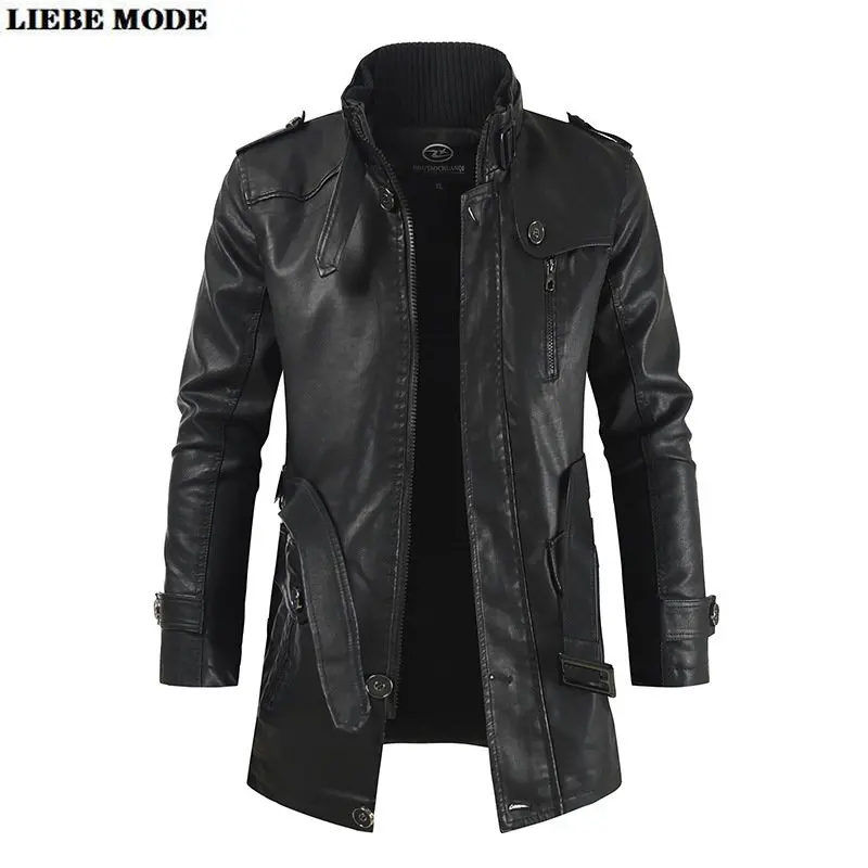 

New High Quality Men's Thick Jacket Fleece Jacket Men Casual Windbreaker Coat Pu Leather Clothing Male Casual Warm Outerwear